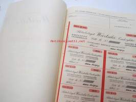 AB Wärtsilä Oy, 5 osaketta á 300 mk aktiebrev å 5 aktier á 300 mark, 1 500 mk,  Värtsilä 1938 -osakekirja, makuleras -leimattu