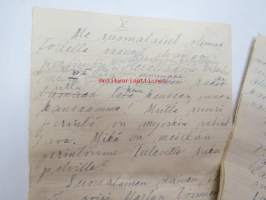 Salme Punovuori - Tervehdyspuhe Vaasan Naisopiston Kalevalajuhlassa v. 1939 -konsepti, käsinkirjoitettu puhe