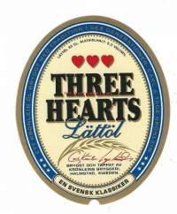 Three Hearts Lättöl    - olutetiketti