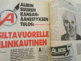 Alibi 1989 nr 5, sis. mm. artikkelit / kuvat / mainokset; Eeva Alariesto, Olof Palme, "Jammu" "Näätä", katso sisältö kuvista tarkemmin.