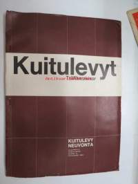 Kuitulevyt - Kuitulevyneuvonta - valmistajatehtaitten julkaisema ohjekansio, erilisiä esitteitä / ohjeita - käsittelyohjeet, työstö, kiinnitys, alusta, saumat,