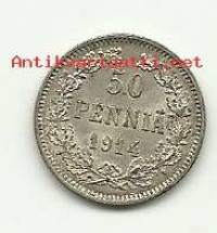 50  penniä  1914  hopeaa