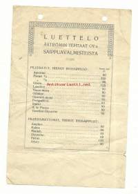Luettelo Åströmin Tehtaat Oy:n saippuavalmisteista