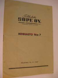 Tukkuliike Sope Oy hinnasto nr 7 (1947)