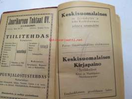 Kansanvalistusseuran Kalenteri 1922 sekä Tietokalenteri yhteensidottuna laitoksena, sis. runsaasti mainoksia, artikkeleita, tilastotietoa, rautateitten ja postin