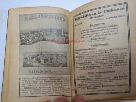 Kansanvalistusseuran Kalenteri 1922 sekä Tietokalenteri yhteensidottuna laitoksena, sis. runsaasti mainoksia, artikkeleita, tilastotietoa, rautateitten ja postin