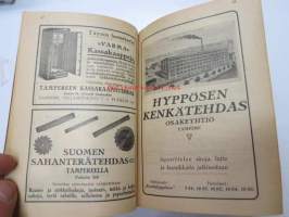 Kansanvalistusseuran Kalenteri 1922 sekä Tietokalenteri yhteensidottuna laitoksena, sis. runsaasti mainoksia, artikkeleita, tilastotietoa, rautateitten ja postin