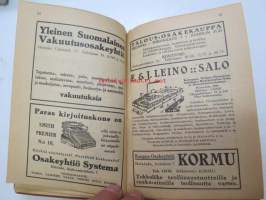 Kansanvalistusseuran Kalenteri 1922 sekä Tietokalenteri yhteensidottuna laitoksena, sis. runsaasti mainoksia, artikkeleita, tilastotietoa, rautateitten ja postin