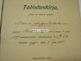 Turun kaupungin kansakoulut Mauno August Naulanen -todistuskirja