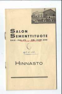 Salon Sementtituote Oy omist Lauri Aho, Salo  Hinnasto 1939 kuvitettu