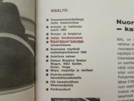 Me Auto ja Liikenne 1965 nr 3 Mercedes-Benz,1965 perämoottorit, Datsun Bluebird Station Wagon Bremerin koeajossa, Suomessa myytävät matkailuperävaunut 1965 ym.