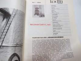 Kodin Maailma 1965 nr 1, sis. mm. seur. artikkelit / kuvat / mainokset; Kun ostat asunto-osakkeen..., Tie omaan asuntoon, Hulda Potila - tekstiilitaiteemme