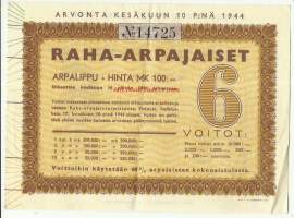 Raha-arpajaiset  kesäkuu  1944  raha-arpa