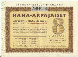 Raha-arpajaiset  elokuu  1944 / 8  raha-arpa