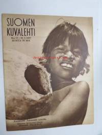 Suomen Kuvalehti 1957 nr 13, ilmestynyt 30.3.1957, sis. mm. seur. artikkelit / kuvat / mainokset; Kansikuva awatityttö Amazonin varrelta, Porin Mainio, Suave,