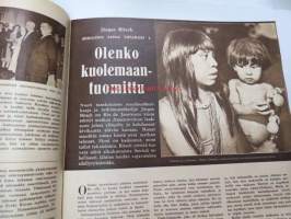 Suomen Kuvalehti 1957 nr 13, ilmestynyt 30.3.1957, sis. mm. seur. artikkelit / kuvat / mainokset; Kansikuva awatityttö Amazonin varrelta, Porin Mainio, Suave,