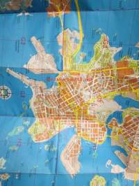 Helsinki opaskartta 1:18 000 Helsingfors guidekarta 1965