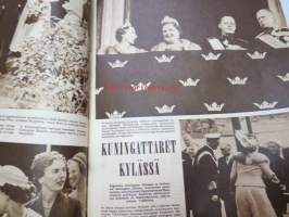 Suomen Kuvalehti 1957 nr 22, ilmestynyt 1.6.1957, sis. mm. seur. artikkelit / kuvat / mainokset; Kansikuva &quot;Eduskunta kirkkotiellä&quot;, Paulig, Karjalan puku,