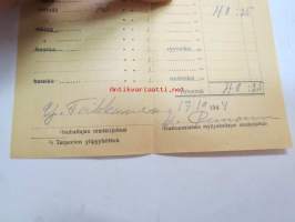 Kansanhuoltolomake E 189 Jauhatuskuitti P. Laitinen, Vesanto / viitasaaren Saha Oy, 17.10.1944