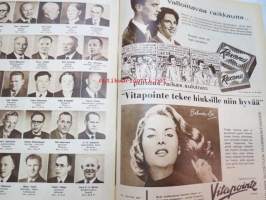 Suomen Kuvalehti 1957 nr 24, ilmestynyt 15.6.1957, sis. mm. seur. artikkelit / kuvat / mainokset; Kansikuva Bulganin &amp; Hrutsev Suomessa, Jaguar-polkupyörä,