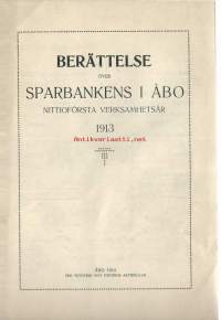 Berättelse Sparbankens i Åbo 1913  vuosikertomus