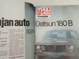 Tuulilasi 1977 nr 8, sis. mm. seur. artikkelit / kuvat / mainokset; Kestotestin loppuarvostelussa VW Polo L, Koeajossa Datsun 180 B, Esittelyssä Honda 125 T ja