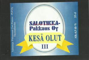 Salotikka-Pakkaus Oy  Kesä olut III- olutetiketti mainos