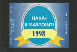 Hakailmastointi 1998  - olutetiketti mainos