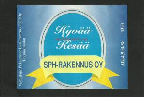 SPH-Rakennus Oy   - olutetiketti mainos