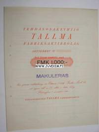 Tehdasosakeyhtiö Tallma -osakekirja