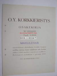 Oy Korkkieristys -osakekirja