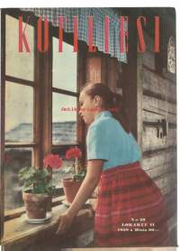 Kotiliesi 1958 nr 20 / kansi Tyttö ikkunassa,  jänisaita omasta valimosta, kun isä lampun ostaa, orkidea tropiikin loistoa ikkunalla, emännät mukaan kodin