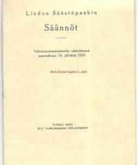 Liedon Säästöpankin Säännöt 1933