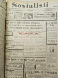 Sosialisti 1935 lehdet nr 148 heinäkuun 1. - joulukuun 31. väliseltä ajalta -sidottu puolivuosikerta