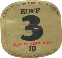 Koff  3 Olut III -  olutetiketti