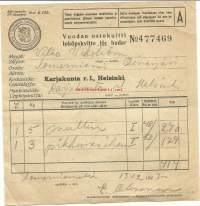 Vuodan ostokuitti Karjakunta / Somero 1947