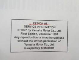 Yamaha FZ600 &#039;98 (5DM1-SE1) Service Information - Tehtaan alkuperäinen, huolto-ohjeita sis. sähkökaaviot (Ei huolto-ohjekirja)
