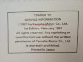 Yamaha TDM850 &#039;91 (3VD-SE1)  Service Information - Tehtaan alkuperäinen huolto-ohjeita sis. sähkökaaviot (Ei huolto-ohjekirja)