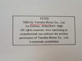 Yamaha FZ750 &#039;85 (1FN-SE1)  Service Information - Tehtaan alkuperäinen huolto-ohjeita sis. sähkökaaviot (Ei huolto-ohjekirja)