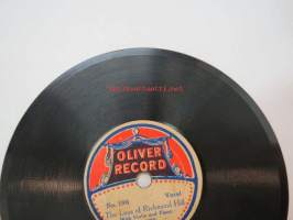 Oliver Record nr 196 Vocal - Safe in your arms - The Lass of Richmond Hill -savikiekkoäänilevy, huomaa halkaisija vain 14 cm!