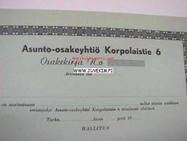 Asunto Oy Korpolaistie 6  -osakekirja