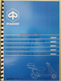 Piaggio Sfera 125 c.c. Catalogue of Spare Parts 406257  -varaosaluettelo, katso mallit kuvista tarkemmin.