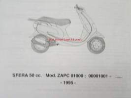 Piaggio Sfera 50 cc. Catalogue of Spare Parts 406258  -varaosaluettelo, katso mallit kuvista tarkemmin.