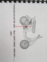 Piaggio Typhoon 50 KAT My 2001 Catalogue of Spare Parts 406256 -varaosaluettelo, katso mallit kuvista tarkemmin.