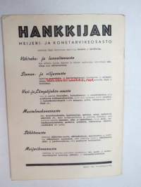 Hankkija - Meijeri- ja konetarvikkeita, maidonkäsittelyvälineitä ym. hinnasto 1961