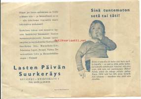 Lasten Päivän Suurkeräys -  tuote-esite 1940/50-luvun vaihde