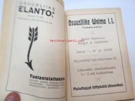 Työväen Kalenteri 1920, sis. mm. seur. artikkelit; Kansikuvan ym. kuvituskuvia mm. kalenterikuukausien vinjetit piirtänyt Ola Fogelberg, Taavi Tainio -