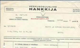 Keskusosuusliike Hankkija -  firmalomake 1935