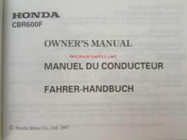 Honda CBR600F owner´s manual -omistajan käsikirja
