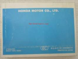 Honda CBR600F owner´s manual -omistajan käsikirja